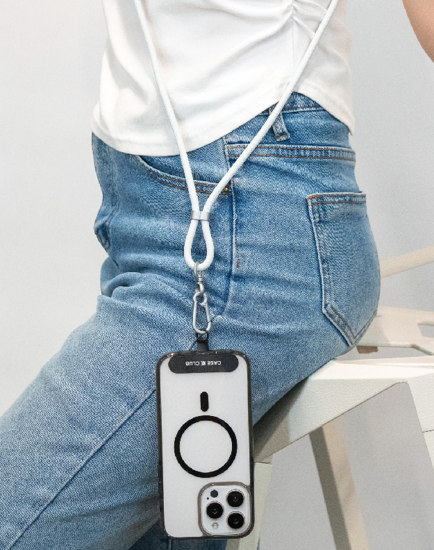 cloudy grey rope crossbody strap